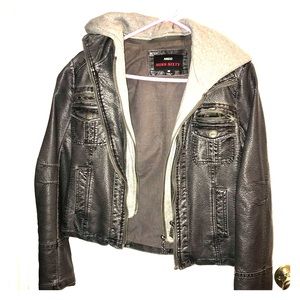 Women’s dark grey leather jacket